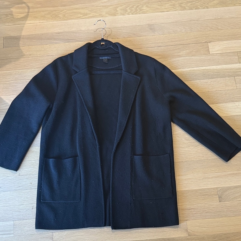 100% Merino Wool Black mid length Cardigan, M